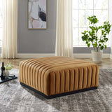 Modway Furniture Conjure Channel Tufted Performance Velvet Ottoman XRXT Black Cognac EEI-5500-BLK-COG