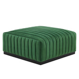 Modway Furniture Conjure Channel Tufted Performance Velvet Ottoman XRXT Black Emerald EEI-5500-BLK-EME