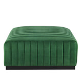 Modway Furniture Conjure Channel Tufted Performance Velvet Ottoman XRXT Black Emerald EEI-5500-BLK-EME