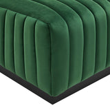 Modway Furniture Conjure Channel Tufted Performance Velvet Ottoman XRXT Black Emerald EEI-5500-BLK-EME