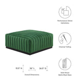 Modway Furniture Conjure Channel Tufted Performance Velvet Ottoman XRXT Black Emerald EEI-5500-BLK-EME