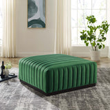 Modway Furniture Conjure Channel Tufted Performance Velvet Ottoman XRXT Black Emerald EEI-5500-BLK-EME