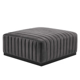 Modway Furniture Conjure Channel Tufted Performance Velvet Ottoman XRXT Black Gray EEI-5500-BLK-GRY