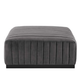 Modway Furniture Conjure Channel Tufted Performance Velvet Ottoman XRXT Black Gray EEI-5500-BLK-GRY