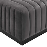 Modway Furniture Conjure Channel Tufted Performance Velvet Ottoman XRXT Black Gray EEI-5500-BLK-GRY