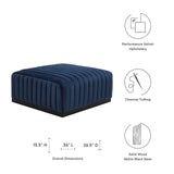 Modway Furniture Conjure Channel Tufted Performance Velvet Ottoman XRXT Black Midnight Blue EEI-5500-BLK-MID