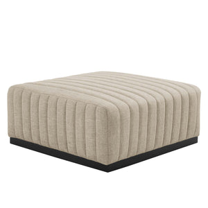 Modway Furniture Conjure Channel Tufted Upholstered Fabric Ottoman XRXT Black Beige EEI-5501-BLK-BEI