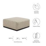 Modway Furniture Conjure Channel Tufted Upholstered Fabric Ottoman XRXT Black Beige EEI-5501-BLK-BEI