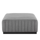 Modway Furniture Conjure Channel Tufted Upholstered Fabric Ottoman XRXT Black Light Gray EEI-5501-BLK-LGR