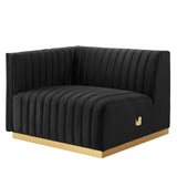 Modway Furniture Conjure Channel Tufted Performance Velvet Left-Arm Chair XRXT Gold Black EEI-5502-GLD-BLK