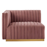 Modway Furniture Conjure Channel Tufted Performance Velvet Left-Arm Chair XRXT Gold Dusty Rose EEI-5502-GLD-DUS