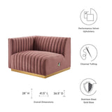 Modway Furniture Conjure Channel Tufted Performance Velvet Left-Arm Chair XRXT Gold Dusty Rose EEI-5502-GLD-DUS