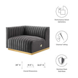 Modway Furniture Conjure Channel Tufted Performance Velvet Left-Arm Chair XRXT Gold Gray EEI-5502-GLD-GRY