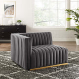 Modway Furniture Conjure Channel Tufted Performance Velvet Left-Arm Chair XRXT Gold Gray EEI-5502-GLD-GRY