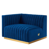 Modway Furniture Conjure Channel Tufted Performance Velvet Left-Arm Chair XRXT Gold Navy EEI-5502-GLD-NAV