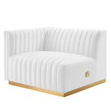 Modway Furniture Conjure Channel Tufted Performance Velvet Left-Arm Chair XRXT Gold EEI-5502-GLD-WHI