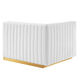 Modway Furniture Conjure Channel Tufted Performance Velvet Left-Arm Chair XRXT Gold EEI-5502-GLD-WHI