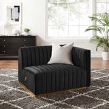 Modway Furniture Conjure Channel Tufted Performance Velvet Right-Arm Chair XRXT Gold Black EEI-5503-GLD-BLK