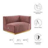Modway Furniture Conjure Channel Tufted Performance Velvet Right-Arm Chair XRXT Gold Dusty Rose EEI-5503-GLD-DUS