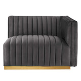 Modway Furniture Conjure Channel Tufted Performance Velvet Right-Arm Chair XRXT Gold Gray EEI-5503-GLD-GRY