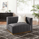 Modway Furniture Conjure Channel Tufted Performance Velvet Right-Arm Chair XRXT Gold Gray EEI-5503-GLD-GRY