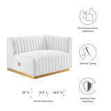 Modway Furniture Conjure Channel Tufted Performance Velvet Right-Arm Chair XRXT Gold White EEI-5503-GLD-WHI