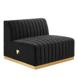 Modway Furniture Conjure Channel Tufted Performance Velvet Armless Chair XRXT Gold Black EEI-5504-GLD-BLK