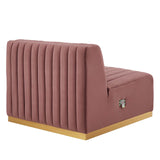 Modway Furniture Conjure Channel Tufted Performance Velvet Armless Chair XRXT Gold Dusty Rose EEI-5504-GLD-DUS