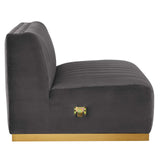 Modway Furniture Conjure Channel Tufted Performance Velvet Armless Chair XRXT Gold Gray EEI-5504-GLD-GRY