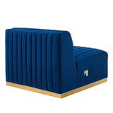Modway Furniture Conjure Channel Tufted Performance Velvet Armless Chair XRXT Gold Navy EEI-5504-GLD-NAV