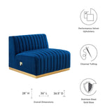 Modway Furniture Conjure Channel Tufted Performance Velvet Armless Chair XRXT Gold Navy EEI-5504-GLD-NAV