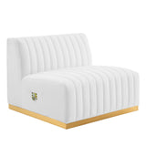 Modway Furniture Conjure Channel Tufted Performance Velvet Armless Chair XRXT Gold White EEI-5504-GLD-WHI