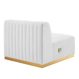 Modway Furniture Conjure Channel Tufted Performance Velvet Armless Chair XRXT Gold White EEI-5504-GLD-WHI