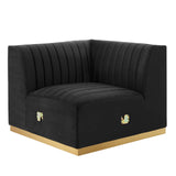 Conjure Channel Tufted Performance Velvet Corner Chair - Luxurious, Stain-Resistant Glam Decor Style