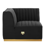 Modway Furniture Conjure Channel Tufted Performance Velvet Left Corner Chair 0423 Gold Black EEI-5505-GLD-BLK