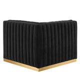 Modway Furniture Conjure Channel Tufted Performance Velvet Left Corner Chair 0423 Gold Black EEI-5505-GLD-BLK