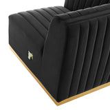 Modway Furniture Conjure Channel Tufted Performance Velvet Left Corner Chair 0423 Gold Black EEI-5505-GLD-BLK