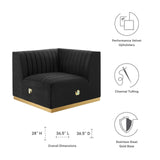 Modway Furniture Conjure Channel Tufted Performance Velvet Left Corner Chair 0423 Gold Black EEI-5505-GLD-BLK