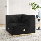 Modway Furniture Conjure Channel Tufted Performance Velvet Left Corner Chair 0423 Gold Black EEI-5505-GLD-BLK