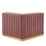 Modway Furniture Conjure Channel Tufted Performance Velvet Left Corner Chair 0423 Gold Dusty Rose EEI-5505-GLD-DUS