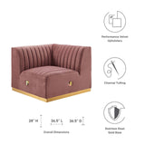 Modway Furniture Conjure Channel Tufted Performance Velvet Left Corner Chair 0423 Gold Dusty Rose EEI-5505-GLD-DUS