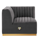 Modway Furniture Conjure Channel Tufted Performance Velvet Left Corner Chair 0423 Gold Gray EEI-5505-GLD-GRY