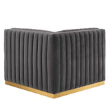 Modway Furniture Conjure Channel Tufted Performance Velvet Left Corner Chair 0423 Gold Gray EEI-5505-GLD-GRY