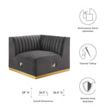 Modway Furniture Conjure Channel Tufted Performance Velvet Left Corner Chair 0423 Gold Gray EEI-5505-GLD-GRY