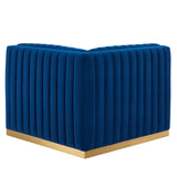 Modway Furniture Conjure Channel Tufted Performance Velvet Left Corner Chair 0423 Gold Navy EEI-5505-GLD-NAV