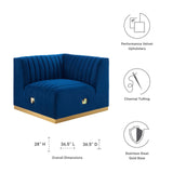 Modway Furniture Conjure Channel Tufted Performance Velvet Left Corner Chair 0423 Gold Navy EEI-5505-GLD-NAV