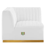 Modway Furniture Conjure Channel Tufted Performance Velvet Left Corner Chair 0423 Gold White EEI-5505-GLD-WHI