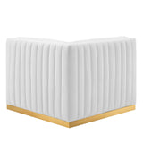 Modway Furniture Conjure Channel Tufted Performance Velvet Left Corner Chair 0423 Gold White EEI-5505-GLD-WHI