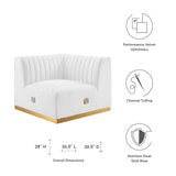 Modway Furniture Conjure Channel Tufted Performance Velvet Left Corner Chair 0423 Gold White EEI-5505-GLD-WHI