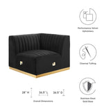 Modway Furniture Conjure Channel Tufted Performance Velvet Right Corner Chair XRXT Gold Black EEI-5506-GLD-BLK